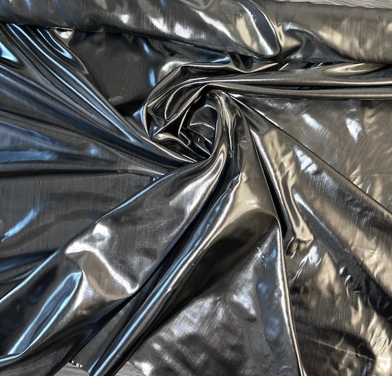 1m Silver / Black Metallic Shiny Double Sided Foil Lame