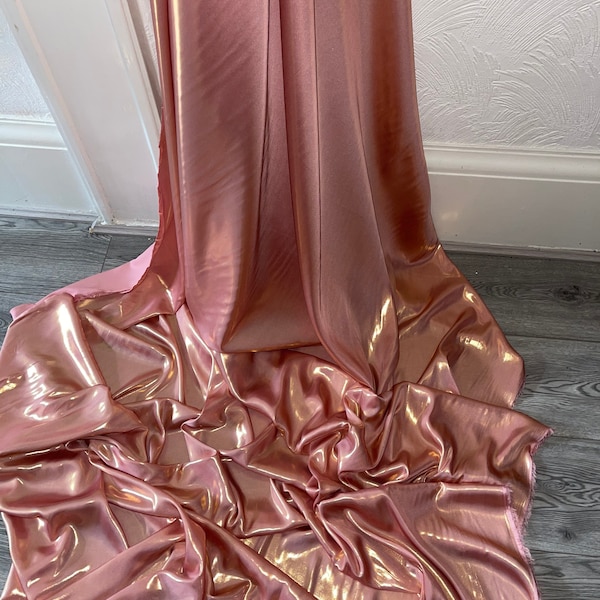 1m dusty pink gold shimmer  satin  dress fabric 58" wide