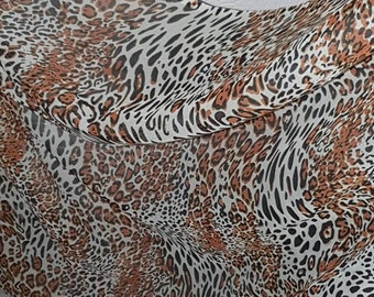 Vestido de chiffon com estampa animal tigre dourado preto de 1m tecido 45" de largura