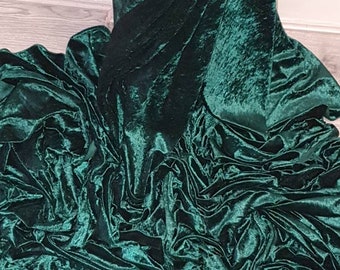 Tecido de veludo verde garrafa Dimond Crush de 1 m com 58” de largura