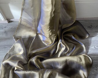 1 m sage green / blue two tone crinkle chiffon dress fabric 45 " wide