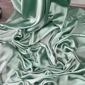 1m  charmeuse  smooth satin  mint green color  dress fabric 58&quot; wide