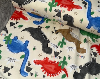 1m 100% Brushed Cotton Winceyette Flannel Fabric Dinosaur  42 ”  wide