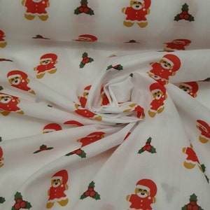 1m white red  color santa claws xmas print  polycotton 44&quot; wide
