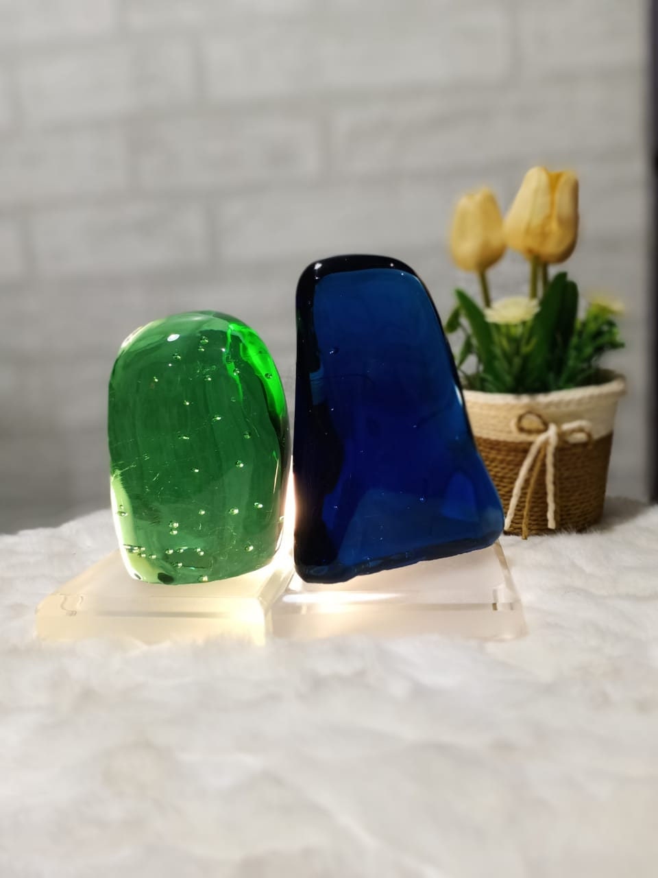 Mixed Green & Blue Monotomic Crystal Flat Bottom  Polished 2,2kg -212D