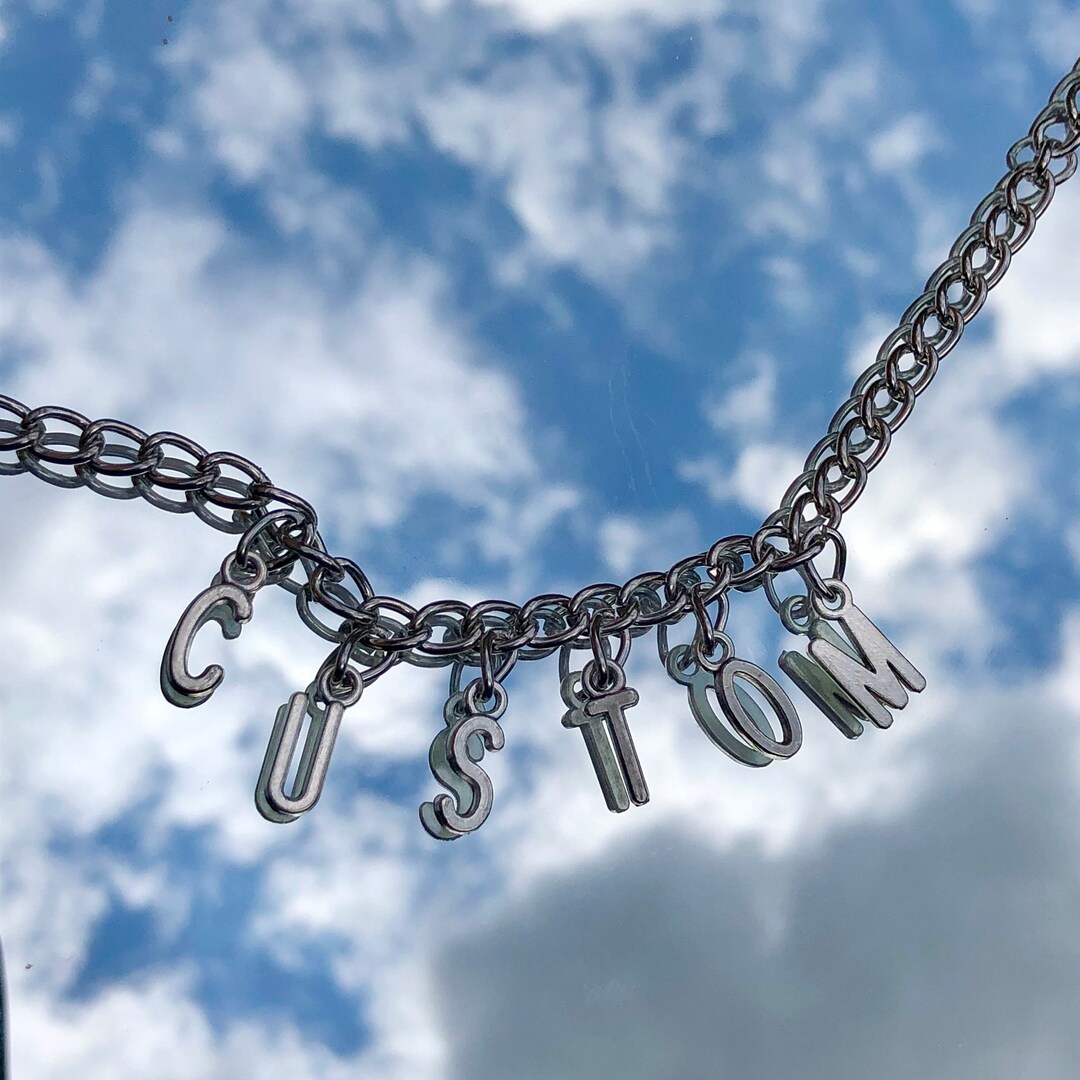 Custom Letter Charm Necklace Etsy