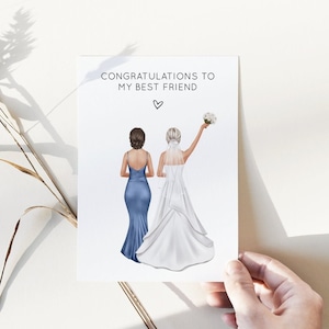 Biglietto di nozze per la migliore amica di congratulazioni, biglietto di fidanzamento per la migliore amica, regalo di fidanzamento di congratulazioni, alla mia migliore amica, sorella, personalizzato