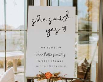 Modern Welcome Bridal Shower Sign, She Said Yes Bridal Party Sign, Minimalist Welcome Bridal Sign, Hen Party Welcome Sign, Script Sign