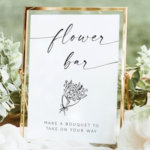 Flower Bar Shower Sign, Modern Baby Shower Table Sign, Baby Shower Sign, Bouquet Bar Sign, Flower Bar, Editable Template, D1