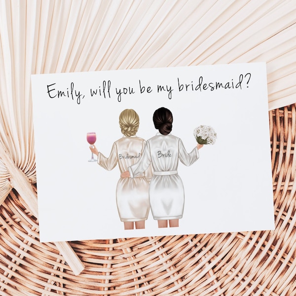 Personalized Bridesmaid Proposal, Will You Be My Bridesmaid Card, Maid of Honor Proposal, Customized Bridesmaid Gift, Ask Bridesmaid, Robe