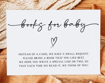 Books for Baby Card, Baby Shower Invite Insert, Baby Shower Book Request, Baby Library Insert, Minimalist Baby Shower Game, A4