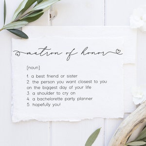 Matrone der Ehre Definition Brautjungfer Vorschlag, minimalistisch werden Sie meine Matrone der Ehre Karte, Matrone der Ehre Geschenk, Hochzeit, printable