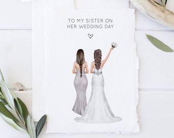 Personalized To My Sister On Her Wedding Day, Sister Wedding Day Card, Customized Wedding Card, Congratulations Sister, Forever Sister Card