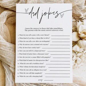 Dad Joke Baby Shower Game, Dad Jokes Baby Shower Game Trivia, Funny Baby Shower Activity, Printable Baby Shower Game for Guests, A2