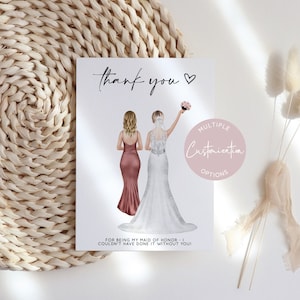 Benutzerdefinierte Danke Brautjungfer Karte, Danke Trauzeugin, danke, dass Sie meine Brautjungfer sind, personalisierte Hochzeitskarte, Printable
