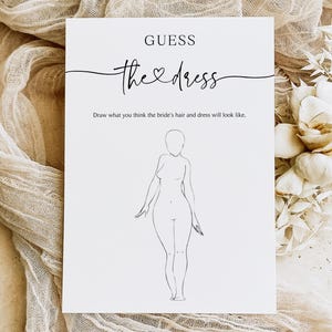 Guess the Dress Bridal Shower Game, Guess Bride&#39;s Dress Game, Wedding Shower Game, Printable Bachelorette Party Game, Editable Template, B2