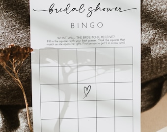 Bingo Bridal Shower Game, Bridal Shower Bingo Card, Printable Bridal Shower Game, Simple Bridal Shower, Editable Template, A4