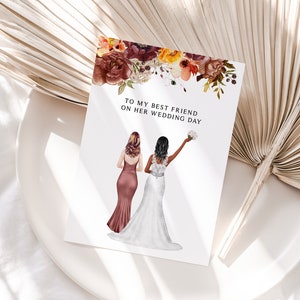 Carte de mariage automne meilleure amie, à ma meilleure amie le jour de son mariage, carte de mariage personnalisée, cadeau de mariage automne meilleure amie, félicitations