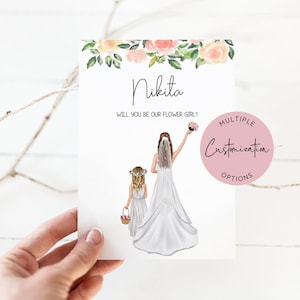 Florale Blumenmädchen Karte, Blumenmädchen Vorschlag, Willst du mein Blumenmädchen sein, Blumenmädchen Geschenk, Junior Brautjungfer, fragen Blumenmädchen, Printable