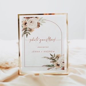 BORA Boho Wedding Guestbook, Please Sign Our Guestbook Wedding Sign, Editable Boho Floral Wedding Sign, Boho Wedding Guestbook Sign, P2
