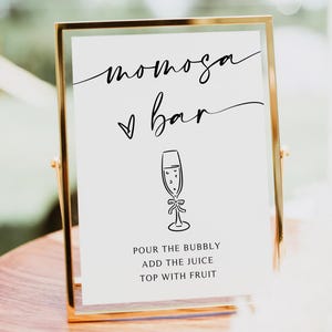 Insegna bar Momosa, insegna baby shower, insegna bar Mimosa, insegna bar baby shower, insegna bar Bubbly, modello modificabile, A1