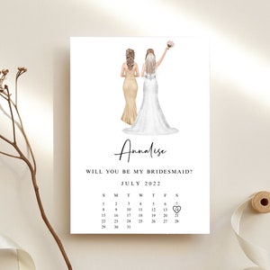 Kalender bruidsmeisje kaart, aangepast bruidsmeisje voorstel, gepersonaliseerd bruidsmeisje cadeau, zul je mijn bruidsmeisje zijn, bruidsmeisje, afdrukbaar