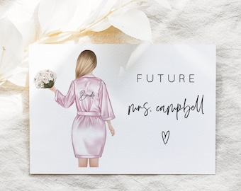 Future Mrs Engagement Card, Custom Future Mrs Engagement Card, Congratulations Engagement Card, Gift to Bride, Engagement Gift, Robe