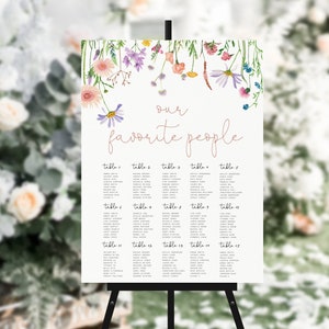 Wildflower bruiloft stoel teken, Boho bloemen bruiloft zitplaatsen grafiek teken, lente Wildflower onze favoriete mensen teken, lente bruiloft stoel teken