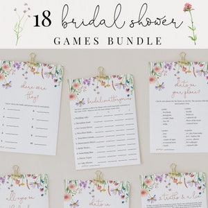 Wildflower Bridal Shower Games, Spring Floral Bridal Shower Game Bundle, Editable Bridal Shower Games, Wildflower Wedding Shower Games