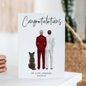 Mr and Mr Gay Wedding Card, Customized Groom Card, Congratulations Gay Wedding Gift, Same Sex, Personalized Gay Wedding Card, Pet image 1