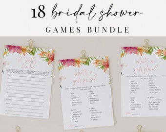 Aloha Bridal Shower Games, Tropical Bridal Shower Game Bundle, Luaua Bridal Shower Game, Editable Bridal Shower Game, Hawaiian Bridal Shower