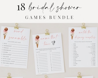 Ice Cream Bridal Shower Games, Floral Ice Cream Bridal Shower Game Bundle, Editable Bridal Shower Games, Ice Cream Wedding Shower Games, IC1