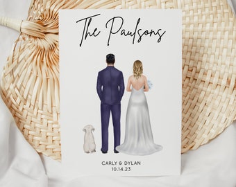 Customized Wedding Card, Wedding Dog Card, Personalized Bride and Groom Gift, Engagement Gift, Congratulations Card, Dog, Cat