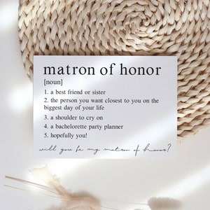 Minimalistische Matrone der Ehre Definition, Brautjungfer Vorschlag, werden Sie meine Matrone der Ehre Karte sein, Brautjungfer Geschenk, Hochzeit, digital bedruckbar
