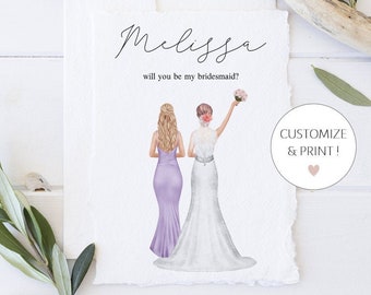 Personalized Bridesmaid Card, Will You Be My Bridesmaid, Customized Bridesmaid Proposal, Personalized Bridesmaid Gift, Maid Of Honor