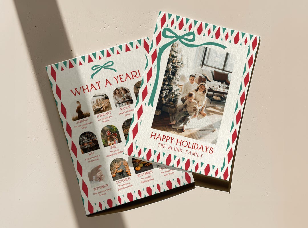 Modern Christmas Card Template, Diamond Family Photo Holiday Card, Year