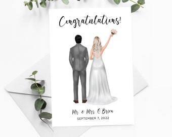 Wedding Congratulations Card, Custom Wedding Card, Bride and Groom Card, Gift for Bride and Groom, Engagement Gift, Personalized, Congrats