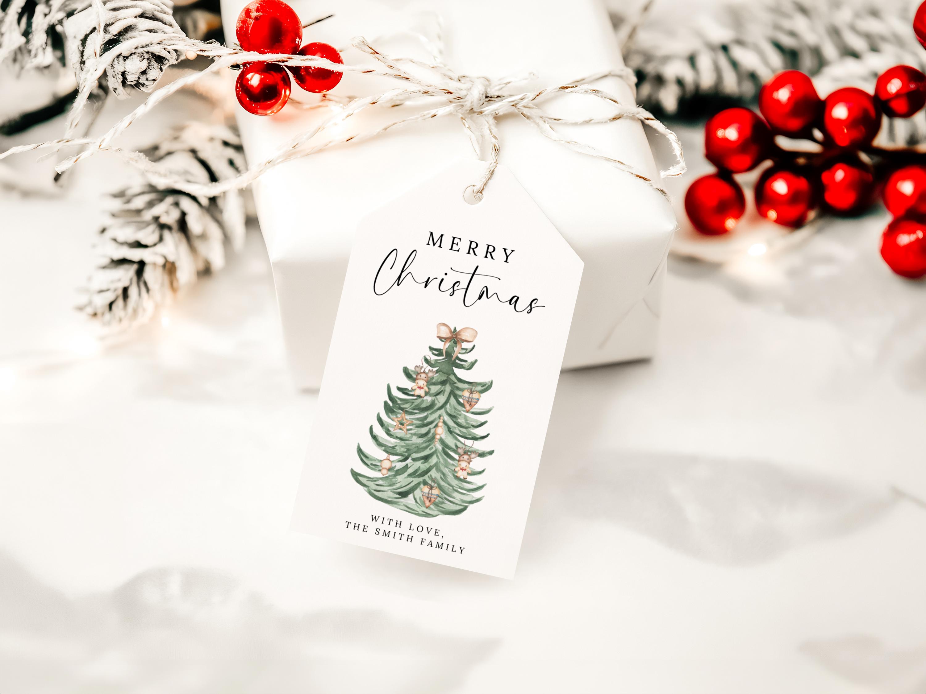 Merry Christmas Gift Tag Bundle Printable, Editable Holiday Favor Tags ...