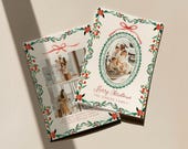 Holiday Photo Card Template, Christmas Family Photo Card Bow Greenery, Editable Canva Family Christmas Card Printable