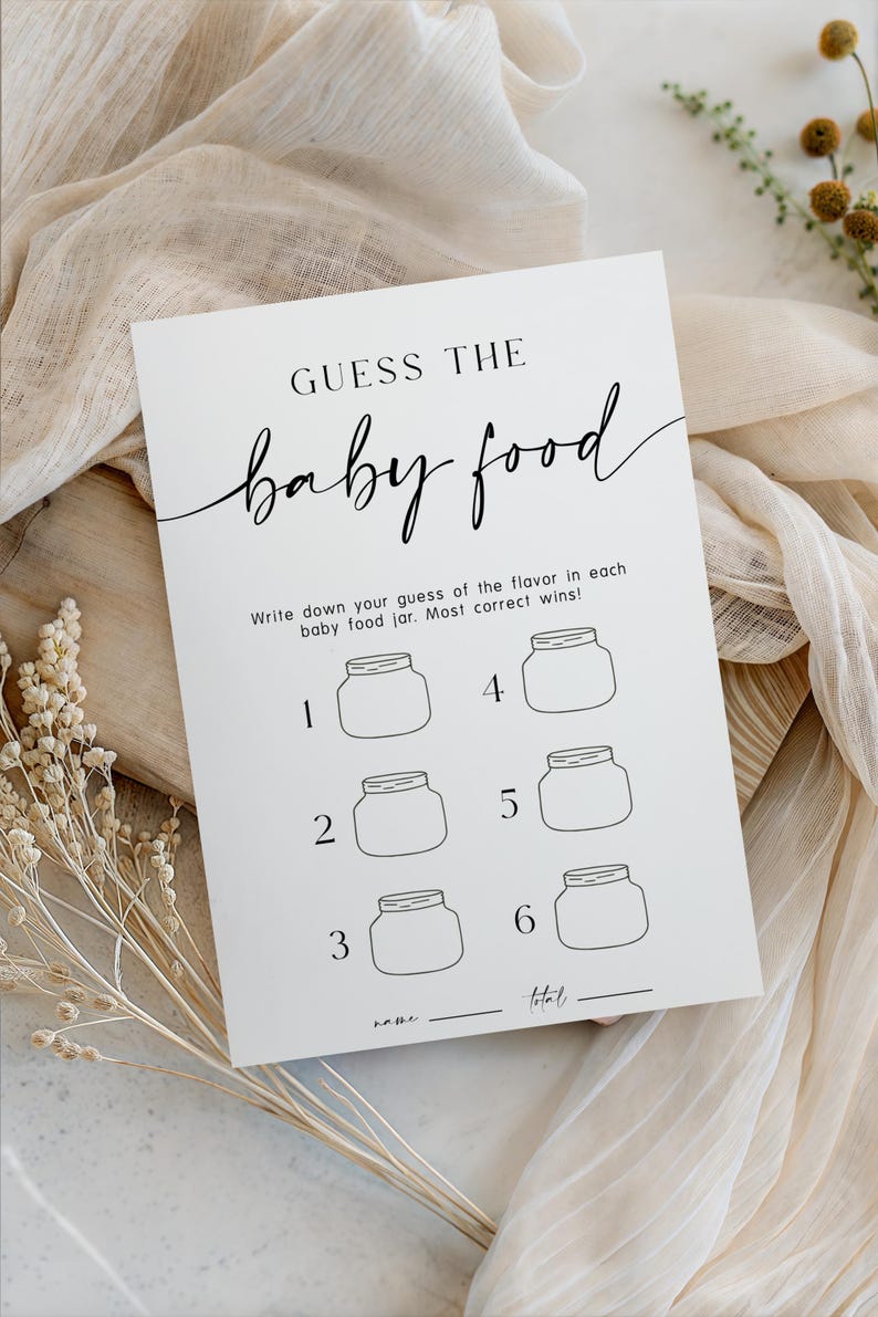 Minimalist Guess the Baby Food Game, Editable Canva Template (digital ...