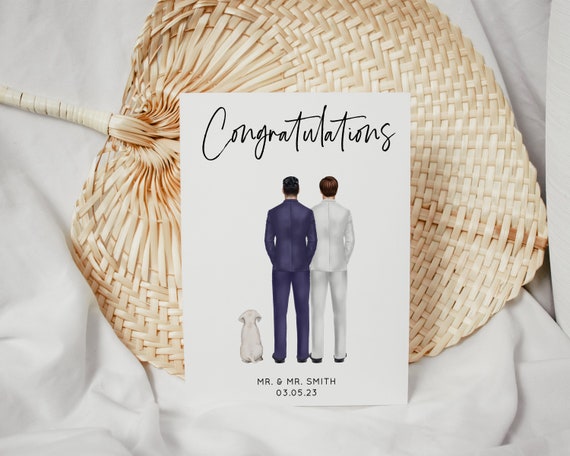Personalised Mr & Mr Gay Wedding Card - Handmade Same-Sex Wedding Greeting Card