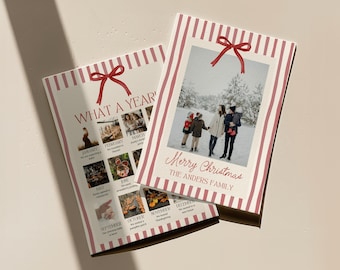 What a Year Christmas Card Canva Template, Year in Review Holiday Photo Card, Editable Family Christmas Card Printable, Instant Download