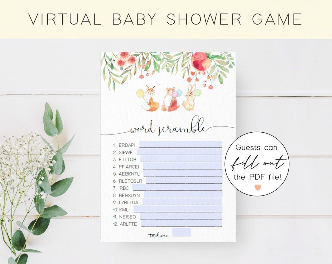 Virtual Baby Shower Games Baby Shower Games Online Baby Etsy