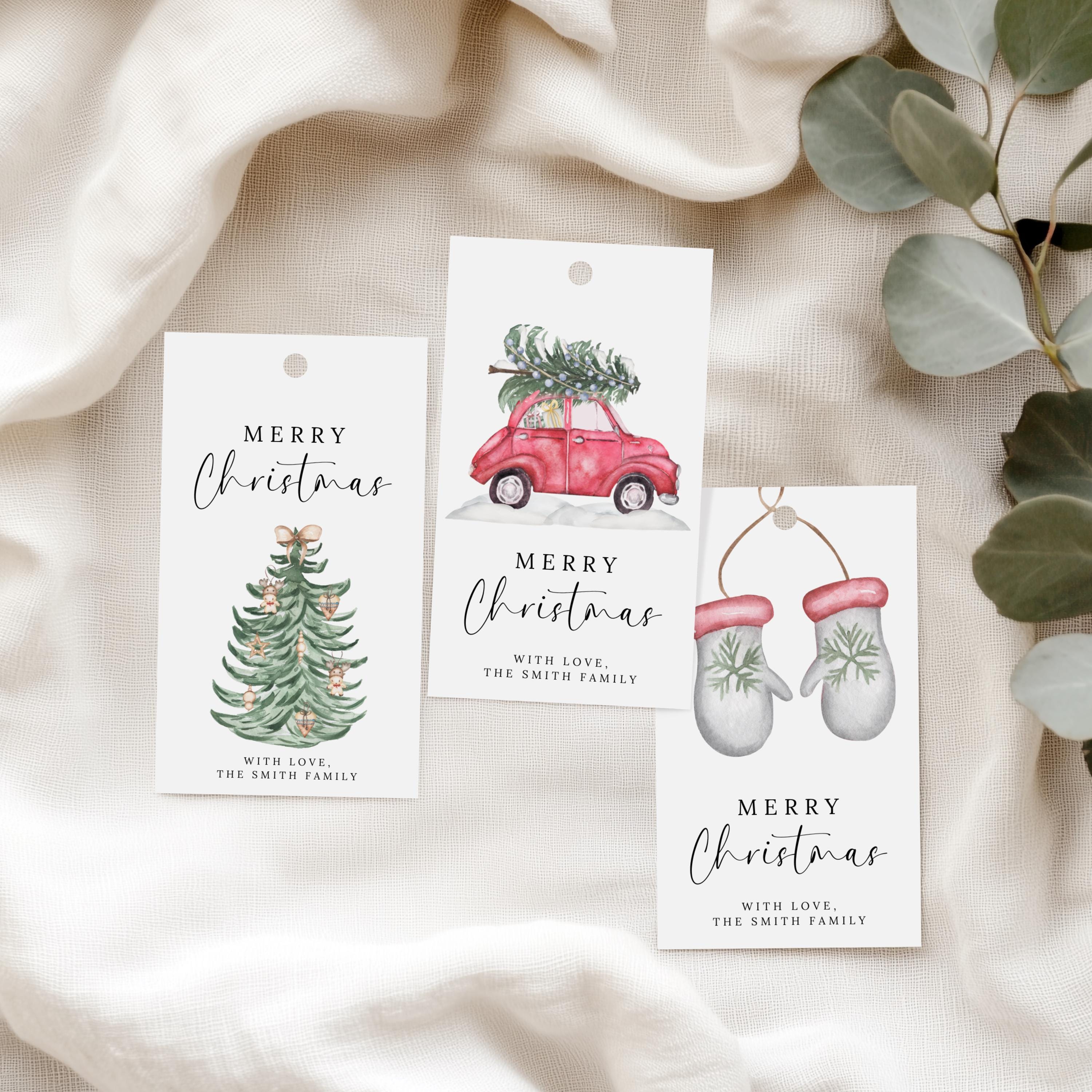 Merry Christmas Gift Tag Bundle Printable, Editable Holiday Favor Tags ...