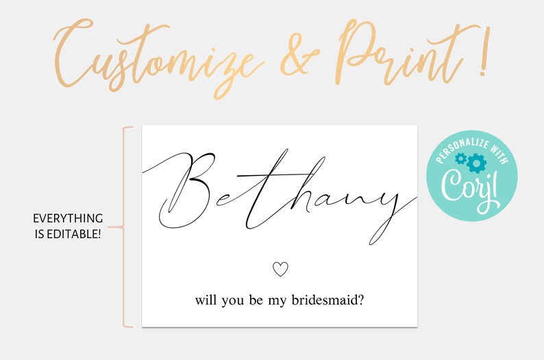 Bride Tribe Editable Bridesmaid Proposal Card Maid of Honor Minimalist Will You Be My Bridesmaid Card Personalized Bridesmaid Gift