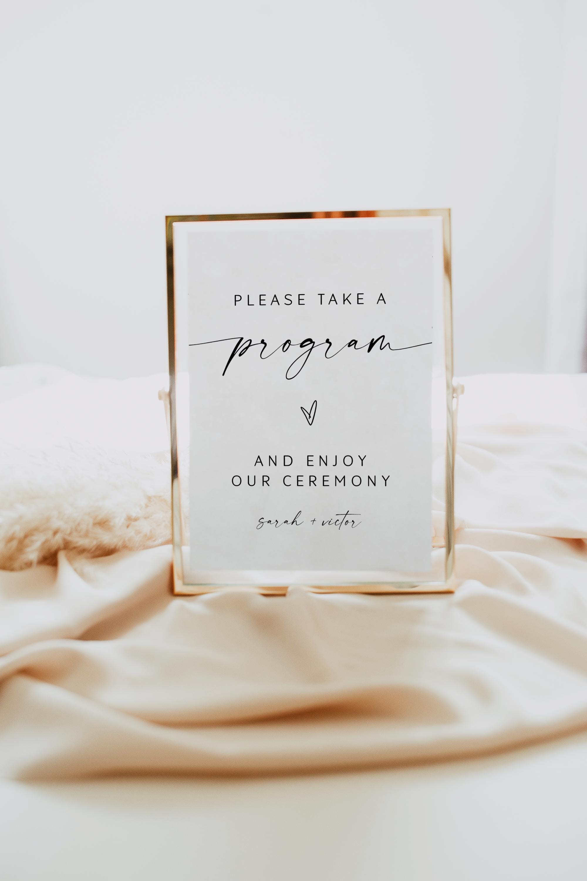 Wedding Ceremony Program Sign, Minimalist Wedding Program Template ...