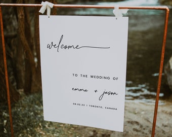 NAPA Minimalist Wedding Welcome Sign, Modern Wedding Sign Template, Editable Wedding Announcement, Script Wedding Sign, Printable