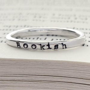 Bookish Sterling Silver Ring Booktrovert Librarian Gifts for Book Lovers