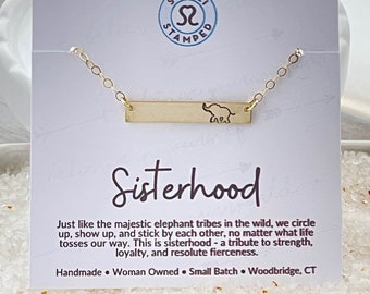 Sister Gift Sister necklace Sisterhood Necklace Gold Elephant Necklace