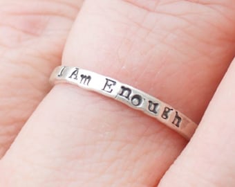 Motivational Jewelry I am Enough Ring Sterling Silver Ring